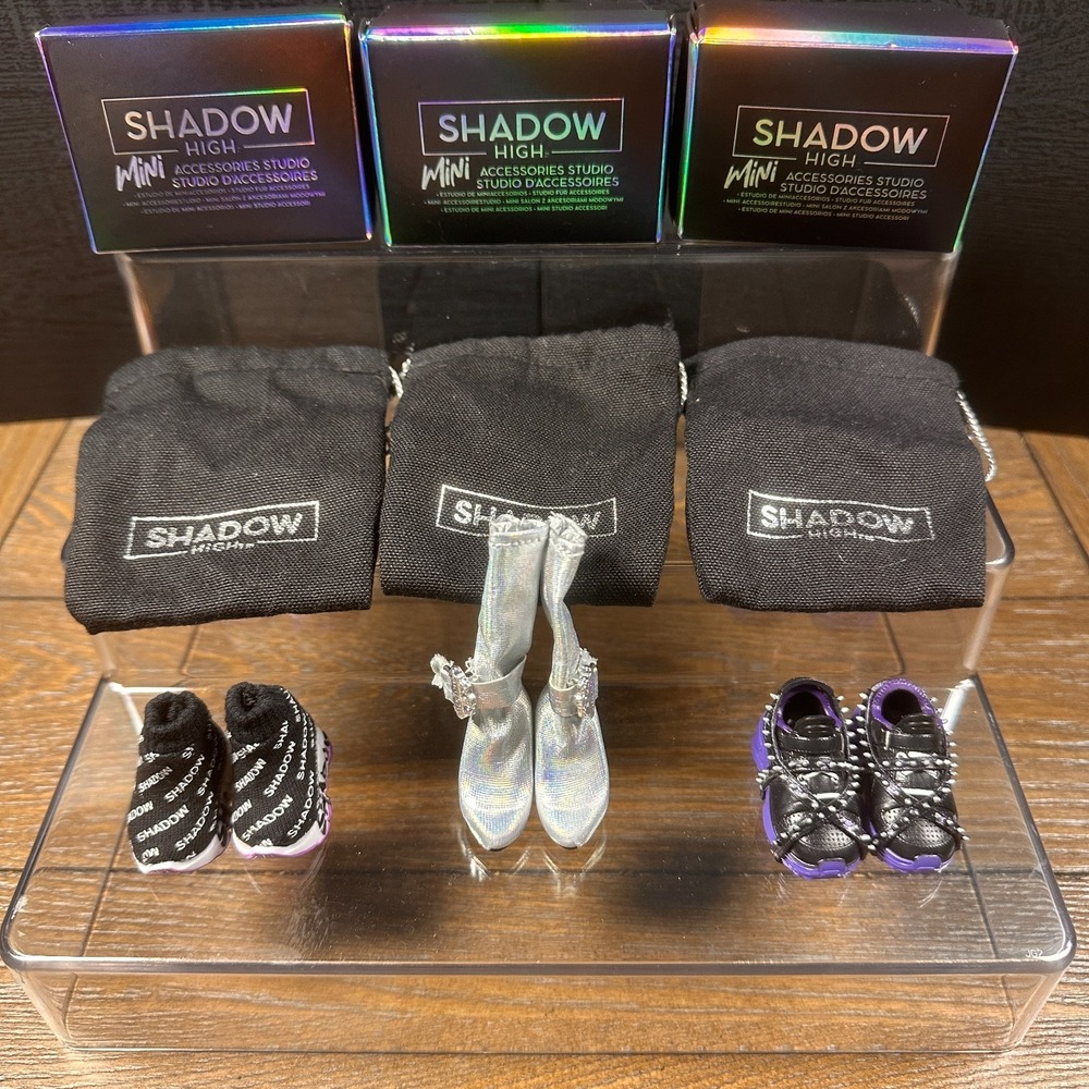 Shadow High Mini Accessories‎ Studio Tennis Shoes Black Purple NEW